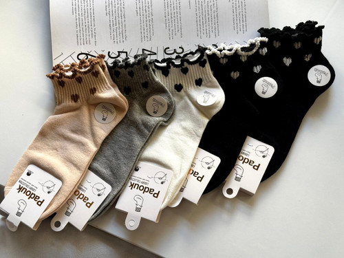 جوراب مچی زنانه طرح قلبی لب دالبری پادوک|Paduk